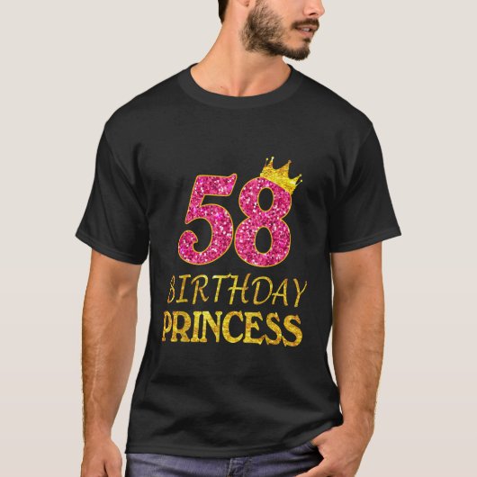 Crown 58th Birthday Princess Girl Tee 58 Years Old Tシャツ (正面)