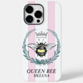 Crown Bee | ピンクと白のストライプ オーダーメイド Case-Mate iPhoneケース (裏面)