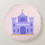 Crown & Carriage Castle Accent ラウンドクッション<br><div class="desc">👑Bring a touch of fairytale charm to your nursery or playroom with the Crown & Carriage Castle Accent Pillow. Featuring a whimsical purple castle illustration on a soft pastel background, this pillow adds a magical focal point to any child’s space. The playful design blends storybook sweetness with modern nursery style,...</div>