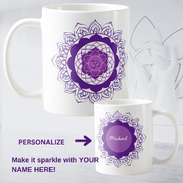 Crown+Chakra+Mandala+-Sahasrara+With+Om+ コーヒーマグカップ