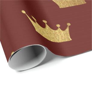 Crown Heraldic Princess金ゴールドの王室ので赤いあずき色王 ラッピングペーパー