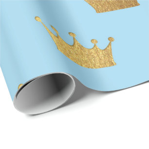 Crown Heraldic Princess金ロイヤルブルー王 ラッピングペーパー