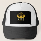 Crown Image KING Text Royal Style White Black-Cap キャップ (正面)