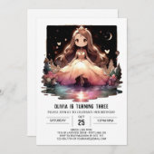 Crown Minimalist Princess Birthday 招待状 (正面/裏面)