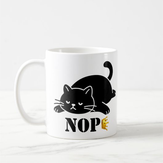 Crown NOPE Black Cat Funny for Cat Lovers コーヒーマグカップ (左)