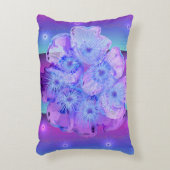 Crown of Thornsデジタルデザインピンク、ティール（緑がかった色）、ブルー アクセントクッション (正面(垂直))