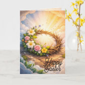 Crown of Thorns Vertical Folded Easter Card カード (黄色い花)