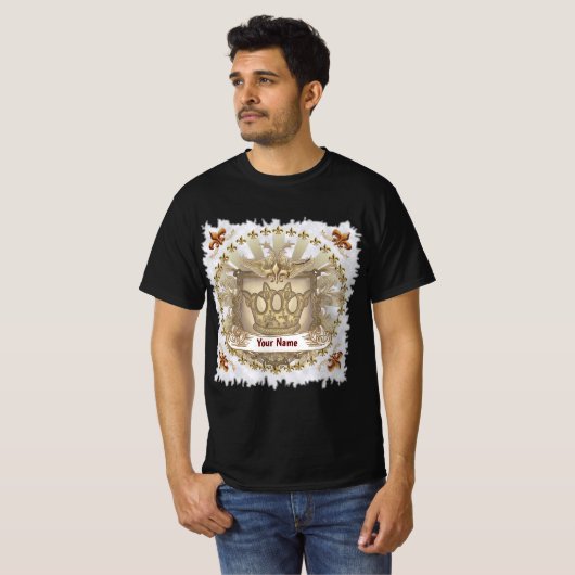 Crown Shield Family Crest Surname Tシャツ (正面フル)