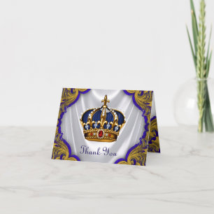 Crown Thank青い金ゴールドの王子王 サンキューカード