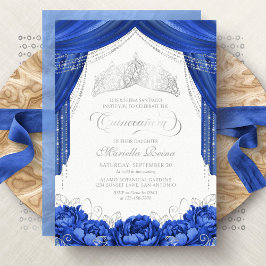 Crown Tiara Royal Blue Quinceanera 招待状