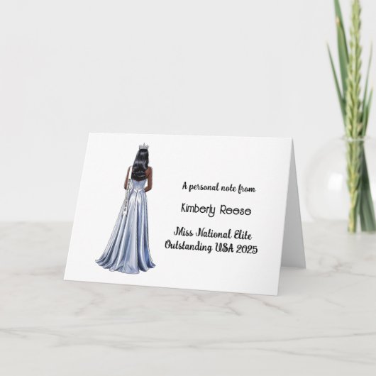 Crowned Beauty Queen Custom Stationery Note Cards サンキューカード (正面)