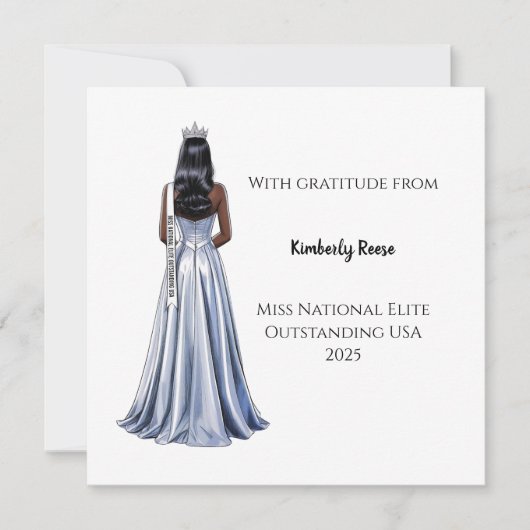 Crowned Beauty Queen Flat Thank You Card サンキューカード (正面)