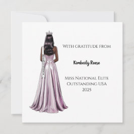 Crowned Beauty Queen Flat Thank You Card サンキューカード