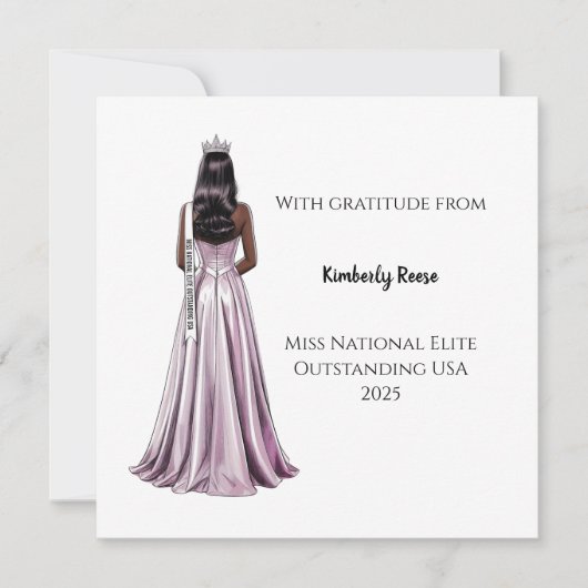 Crowned Beauty Queen Flat Thank You Card サンキューカード (正面)