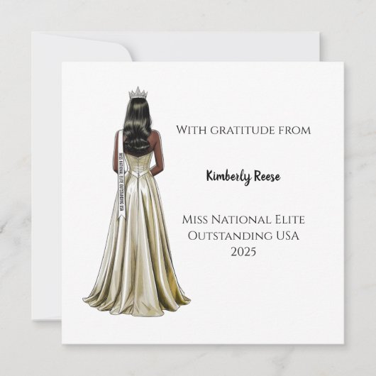 Crowned Beauty Queen Flat Thank You Card サンキューカード (正面)