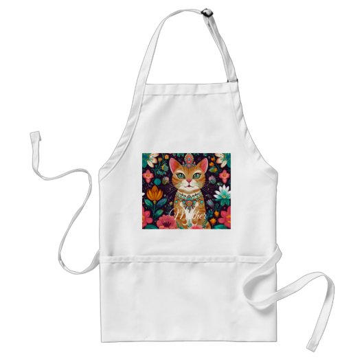 Crowned Bejewelled Cat Apron スタンダードエプロン (正面)