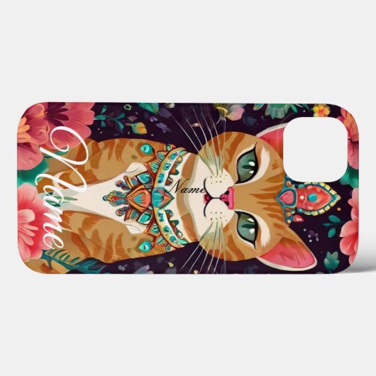 Crowned Bejewelled Cat  Case-Mate iPhoneケース (裏面 (横))