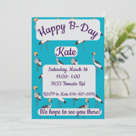 Crowned Cranes Happy Birthday 招待状