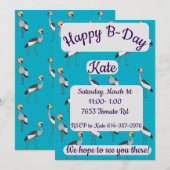 Crowned Cranes Happy Birthday 招待状 (正面/裏面)