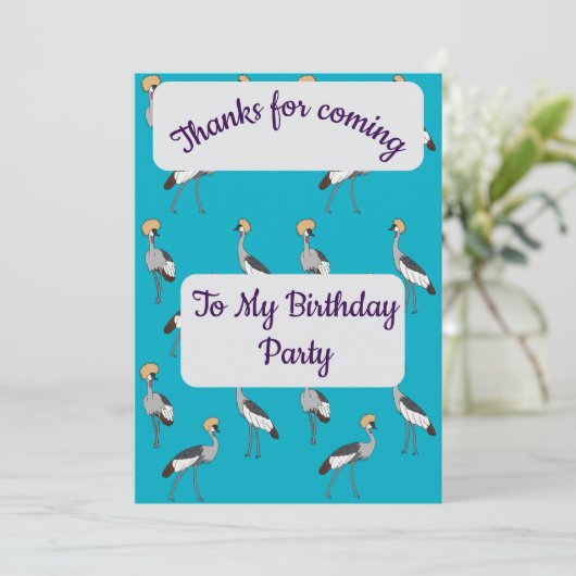 Crowned Cranes Thank you Card 招待状 (スタンド正面)