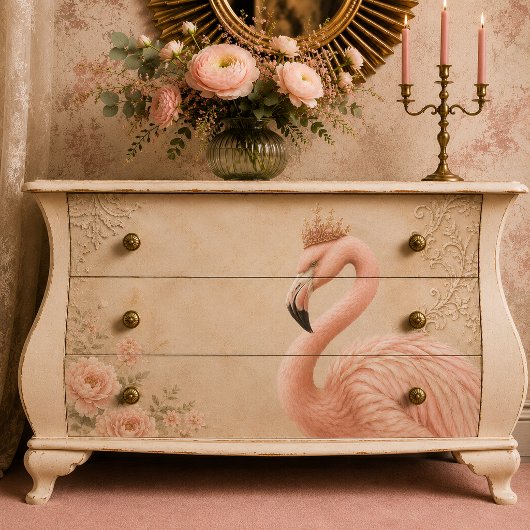 Crowned Flamingo Vintage Decoupage Tissue Paper 薄葉紙