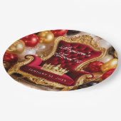 Crowned in Gold Royal Chair Birthday Party ペーパープレート (アングル)