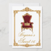 Crowned in Gold Royal Chair Birthday Party 招待状 (正面)