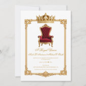Crowned in Gold Royal Chair & Crown Wedding 招待状 (正面)