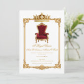 Crowned in Gold Royal Chair & Crown Wedding 招待状 (スタンド正面)