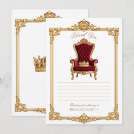 Crowned in Gold Royal Chair Thank You 招待状