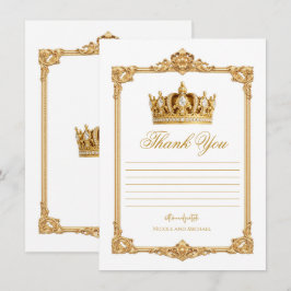 Crowned in Gold Royal Crown Elegant Thank You 招待状