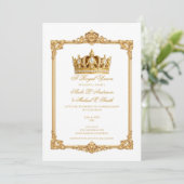 Crowned in Gold Royal Crown Elegant Wedding 招待状 (スタンド正面)