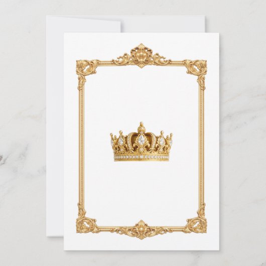 Crowned in Gold Royal Crown Elegant Wedding 招待状 (裏面)