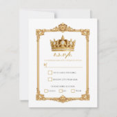 Crowned in Gold Royal Crown Elegant Wedding RSVP 招待状 (正面)