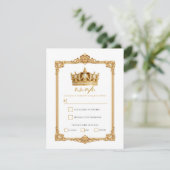 Crowned in Gold Royal Crown Elegant Wedding RSVP 招待状 (スタンド正面)