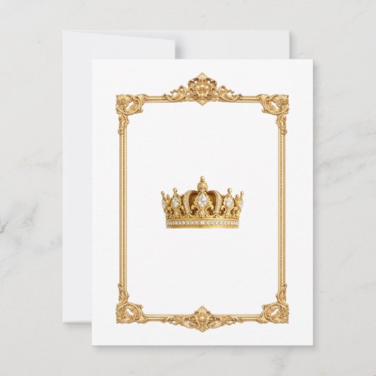 Crowned in Gold Royal Crown Elegant Wedding RSVP 招待状 (裏面)
