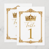 Crowned in Gold Royal Crown Table Number 招待状 (正面/裏面)