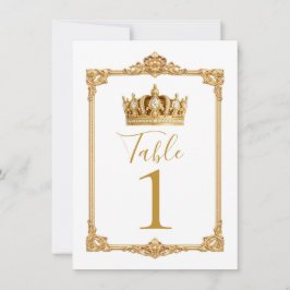 Crowned in Gold Royal Crown Table Number 招待状