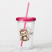 Crowned Owl with Floral Accents アクリルタンブラー (裏面)