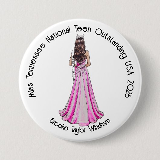 Crowned Queen Custom Pageant Button 缶バッジ (正面)