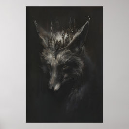 Crowned Silver Fox Art Printable, Wild Animal Wall ポスター