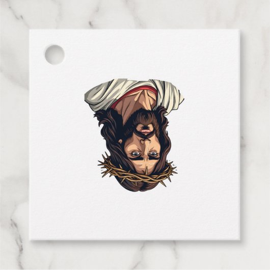 Crowned Thorns Jesus Vintage Etching Shirt フェイバータグ (正面)