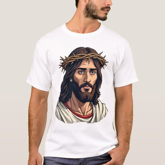 Crowned Thorns Jesus Vintage Etching Shirt Tシャツ (正面)