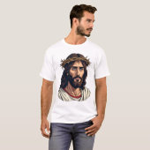 Crowned Thorns Jesus Vintage Etching Shirt Tシャツ (正面フル)