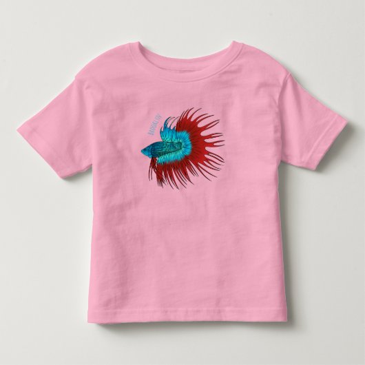 Crowntail betta fish cartoon illustration  トドラーTシャツ (正面)