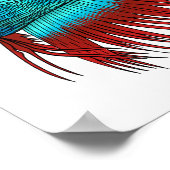 Crowntail betta fish cartoon illustration ポスター (角)