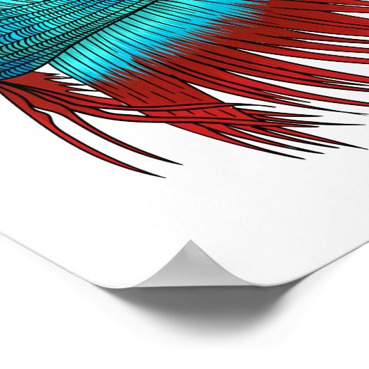 Crowntail betta fish cartoon illustration ポスター (角)