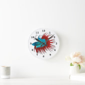 Crowntail betta fish cartoon illustration ラウンド壁時計 (ホーム)