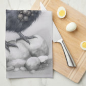 Crows Rock! Niedliche Krähe Rabe auf Steinen  キッチンタオル (四つ折り)