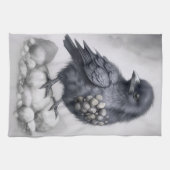 Crows Rock! Niedliche Krähe Rabe auf Steinen  キッチンタオル (横)